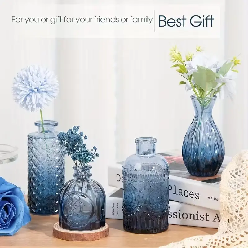 Elegant Blue Mini Glass Bud Vases (Box of 12) thumbnail 2