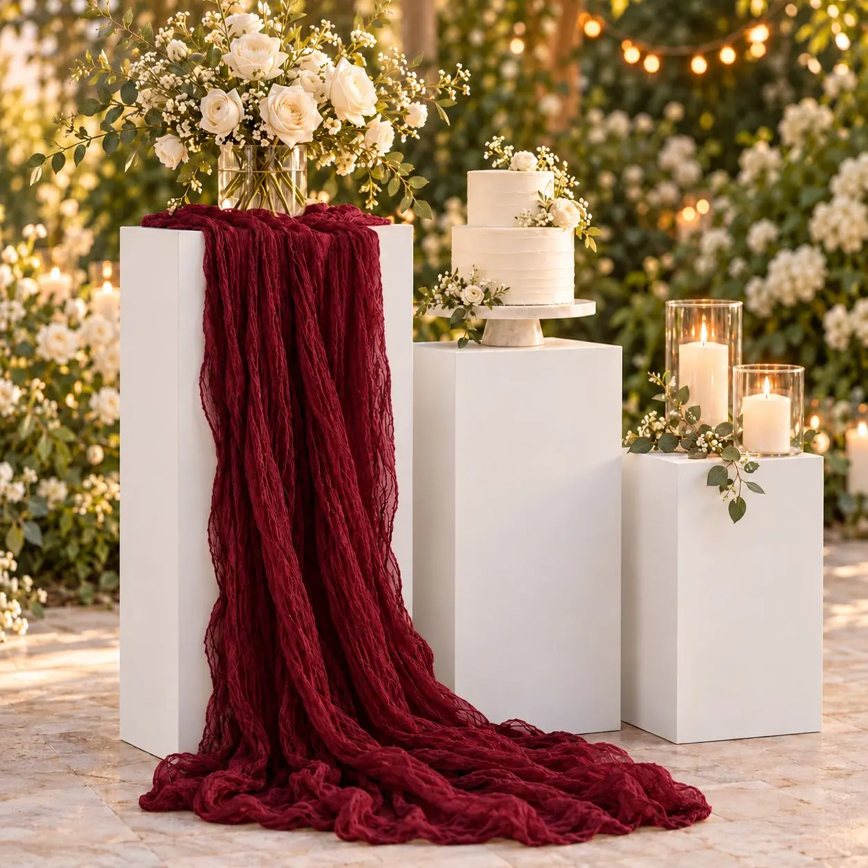 Burgundy Cheesecloth Table Runners thumbnail 2