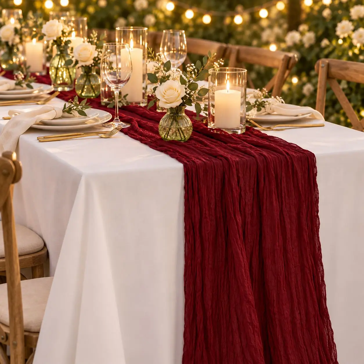 Burgundy Cheesecloth Table Runners thumbnail 3