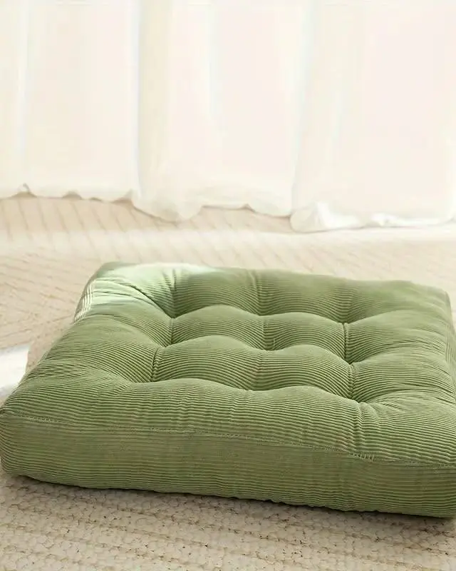 Plush corduroy seat cushions in a muted green/sage tone that coordinates beautifully with our sage napkins and green glass candle holders. Adds comfort and a pop of garden-fresh colour to ceremony or reception seating.