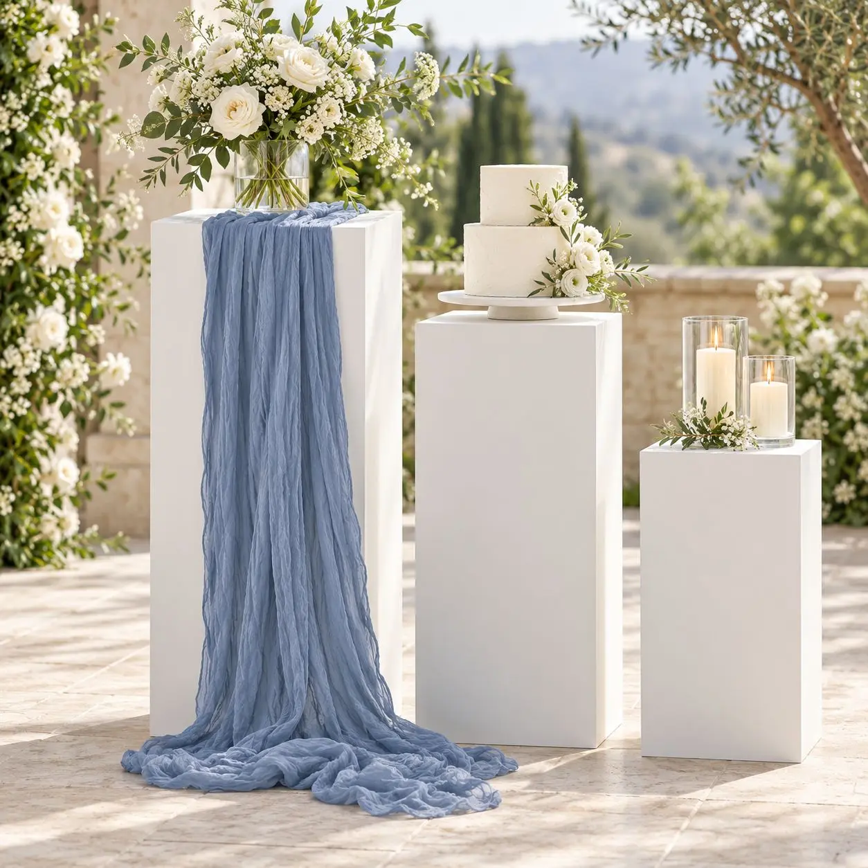 Dusty Blue Cheesecloth Table Runners thumbnail 2