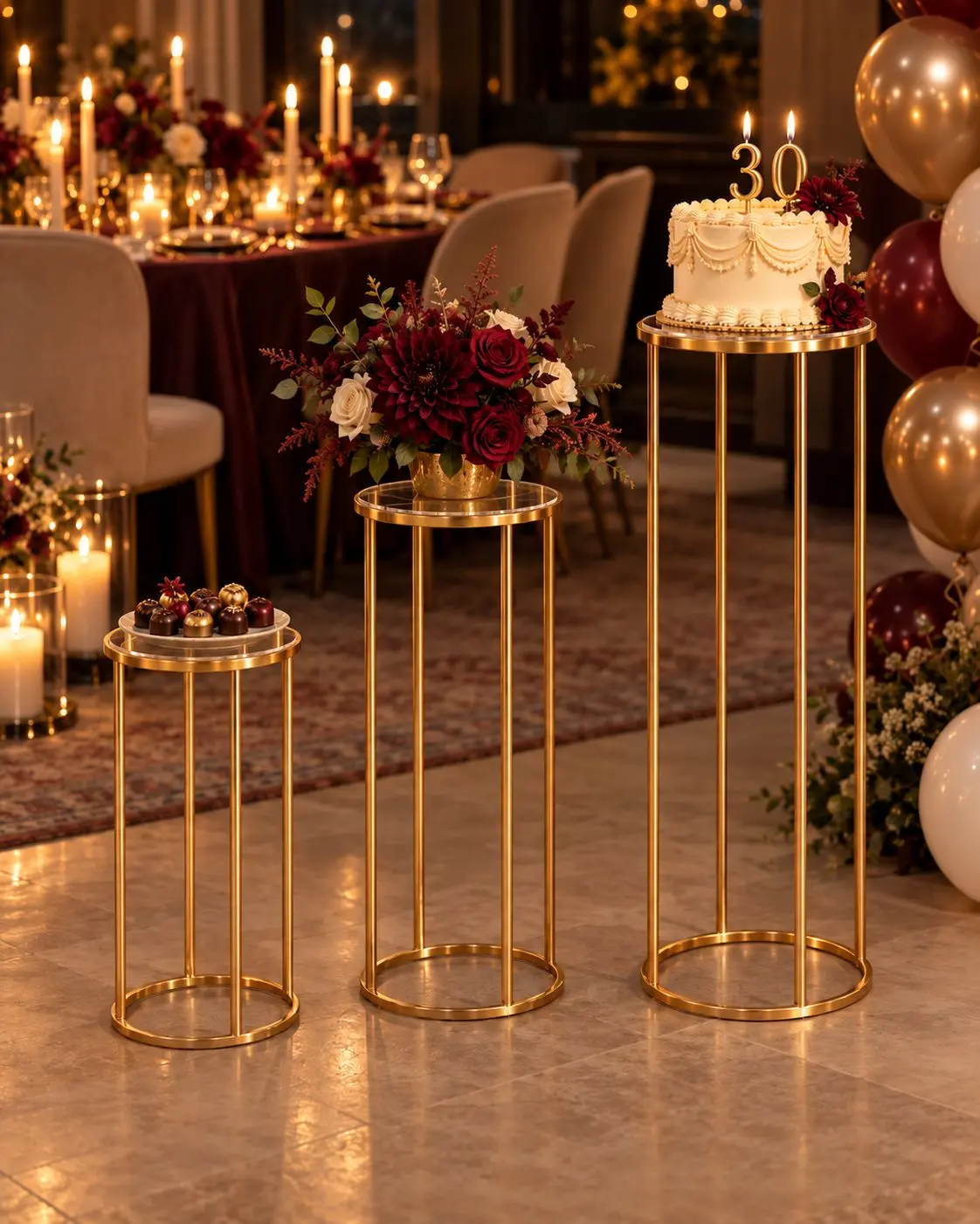 Gold Pedestal Stands (Set of 3) thumbnail 2
