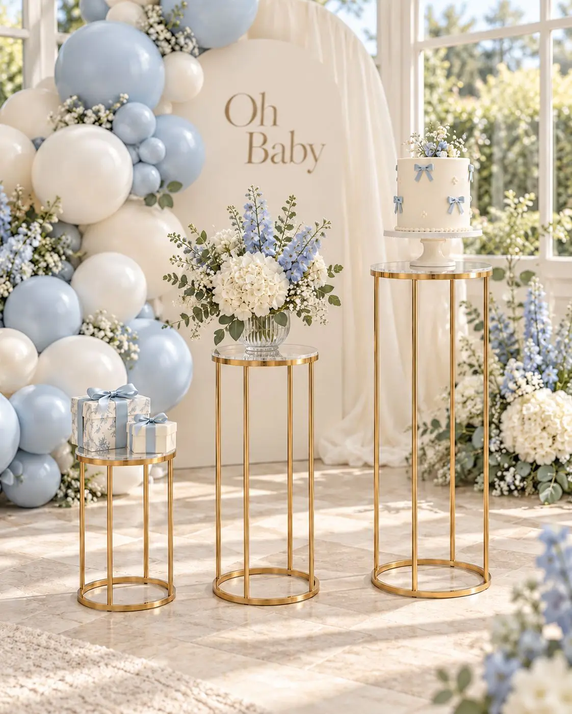 Gold Pedestal Stands (Set of 3) — photo 1