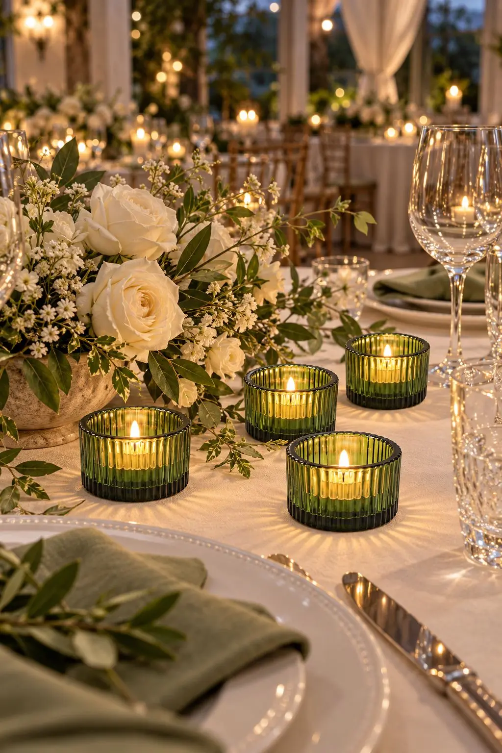 Green Fluted Tealight Candle Holders thumbnail 3