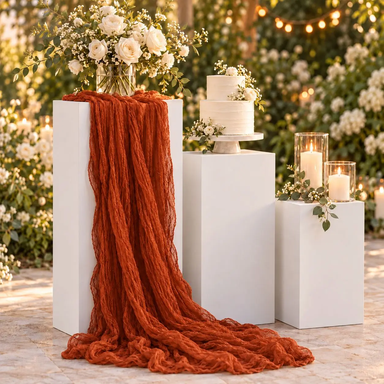 Terracotta Cheesecloth Table Runners thumbnail 2