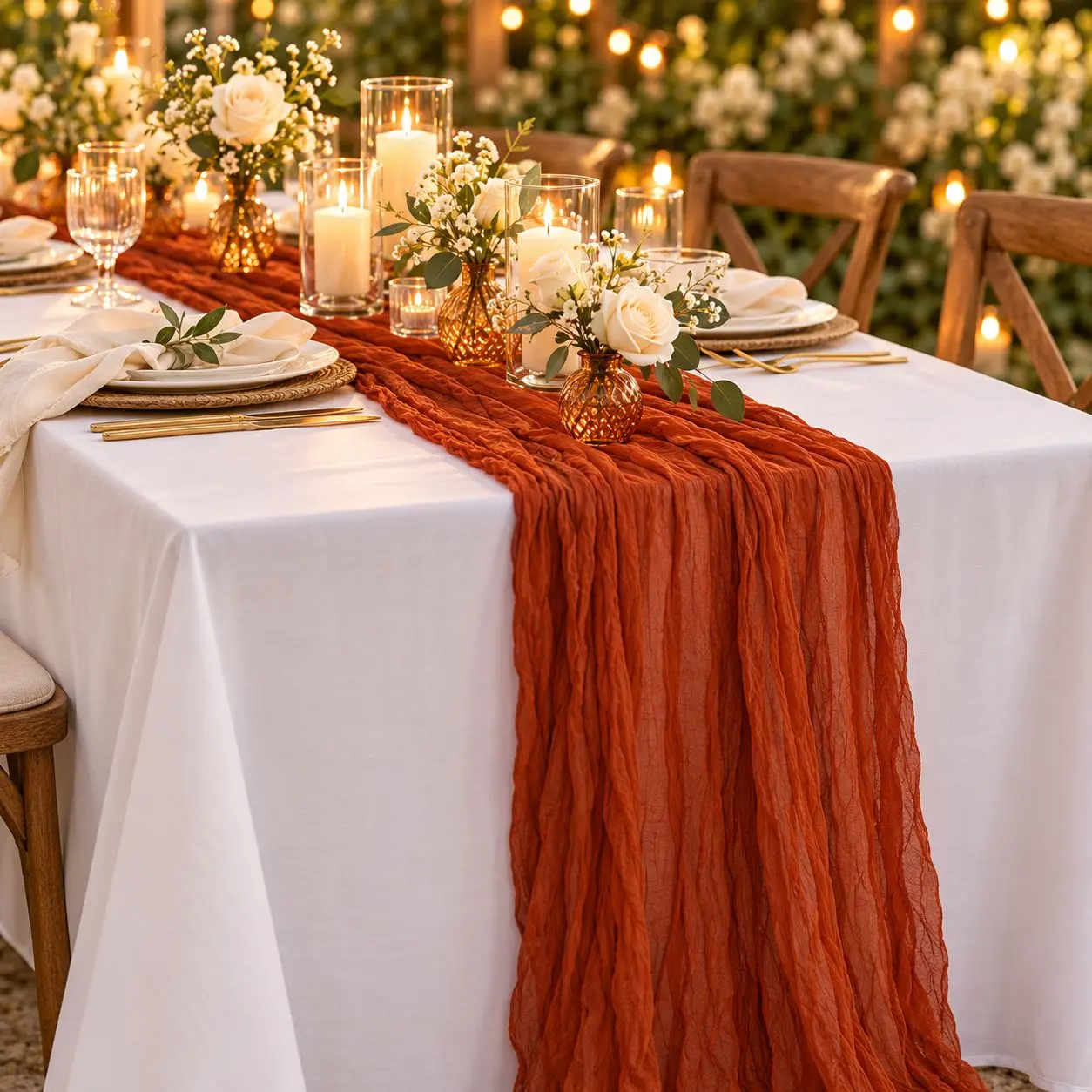 Terracotta Cheesecloth Table Runners thumbnail 3