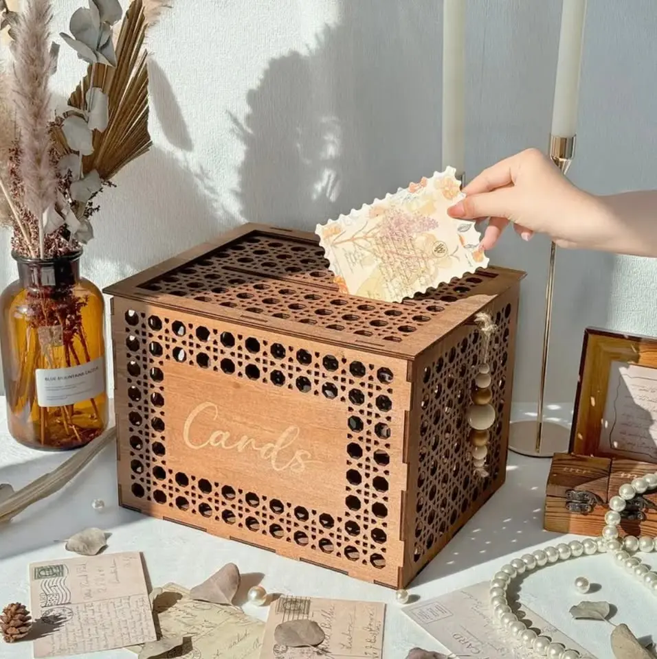 Wooden Boho Wedding Card Box thumbnail 2